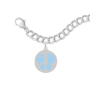 Rembrandt Painted Baby Feet Disc Bracelet Set Blue Bracelet - Silver - 27-1019-917-SS