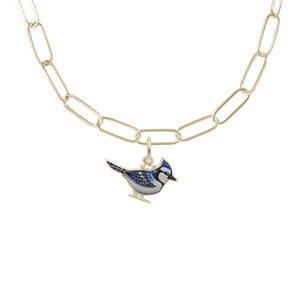 Rembrandt Painted Blue Jay Necklace Set Necklace - Gold Plated - 29-1119-300-GP