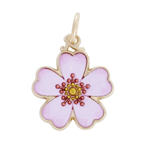 Rembrandt Painted Cherry Blossom Charm Gold Plated - 10-1262-001-1-gp