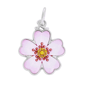 Rembrandt Painted Cherry Blossom Charm Sterling Silver - 10-1262-001-1-ss