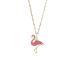 Rembrandt Painted Flamingo Necklace Set Necklace - Gold Plated - 29-1042-87-GP