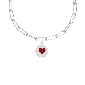 Rembrandt Painted Initial Disc Heart Necklace Set Necklace - Silver - 29-1897-310-SS