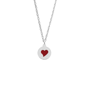 Rembrandt Painted Initial Disc Heart Necklace Set Necklace - Silver - 29-1897-87-SS