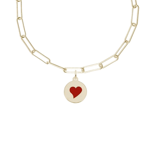 Rembrandt Painted Initital Disc Heart Necklace Set Necklace - 14K Gold - 29-1897-310-14K