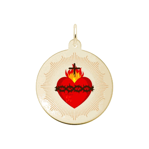 Rembrandt Painted Mary's Heart Fire - 4601 Charm - Gold Plated - 10-1184-0-GP
