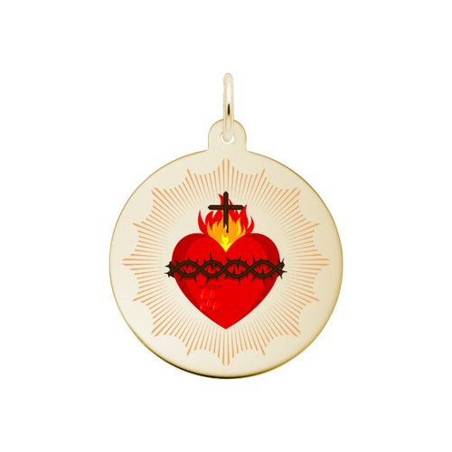 Rembrandt Painted Mary's Heart Fire - 4601 Charm - Gold Plated - 10-1184-0-GP