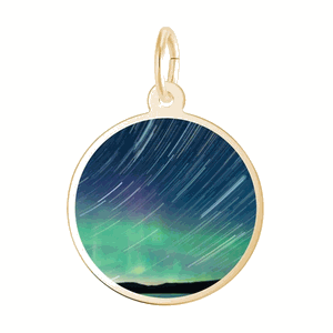 Rembrandt Painted Northern Lights Disc Charm Gold Plated - 10-1303-0-gp