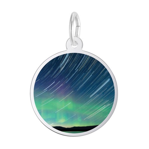 Rembrandt Painted Northern Lights Disc Charm Sterling Silver - 10-1303-0-ss