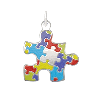 Rembrandt Painted Puzzle Piece Charm - Silver - 10-2479-1-SS