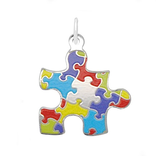 Rembrandt Painted Puzzle Piece Charm - Silver - 10-2479-1-SS