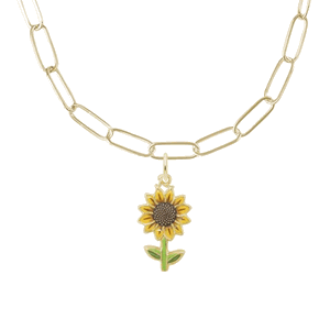 Rembrandt Painted Sunflower Necklace Set Necklace - Gold Plated - 29-1117-300-GP