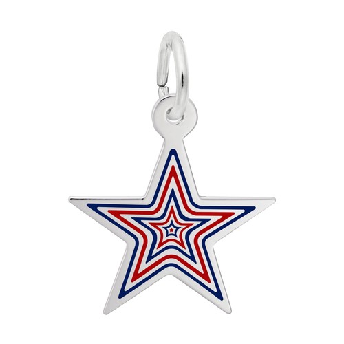 Rembrandt Painted USA 250 - Multiple Star Charm 14k White Gold - 10-1222-0-14kw