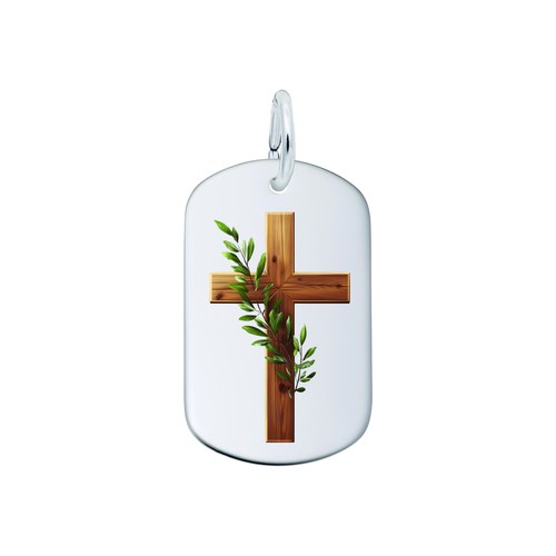 Rembrandt Painted Wooden Cross - 6564 Charm - Silver - 10-1188-0-SS