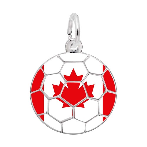 Rembrandt Painted World Soccer - Canadian Flag Charm Gold Plated - 10-1272-0-gp