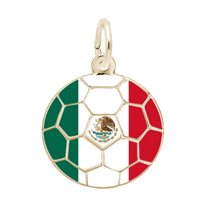 Rembrandt Painted World Soccer - Mexican Flag Charm Gold Plated - 10-1273-0-gp