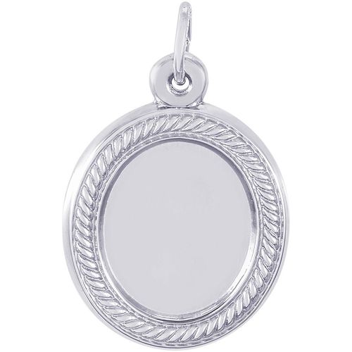 Photo Art Oval Rope Edge Charm Silver - 10-8629