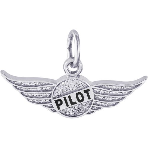 Pilot's Wings Charm White Gold - 10-6496