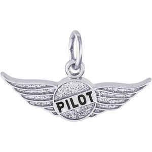 Pilot's Wings Charm White Gold - 10-6496
