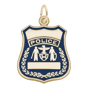 Rembrandt Police Badge- Blue Charm - 14K Gold - 10-3039-1-14K