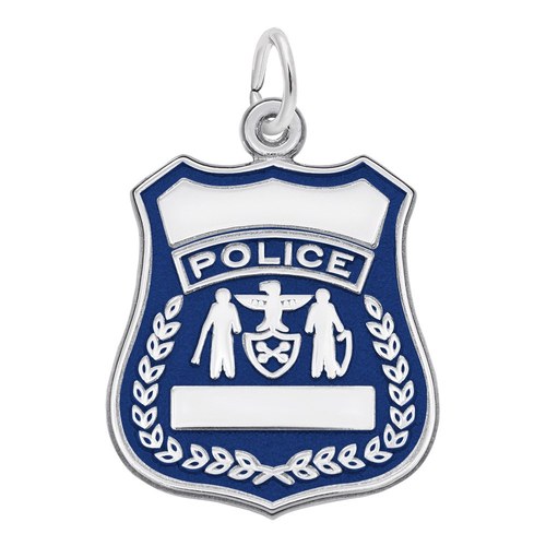 Rembrandt Police Badge- Blue Charm - 14K White Gold - 10-3039-1-14KW