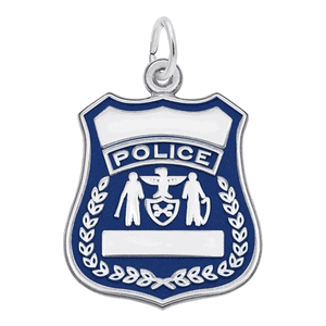 Rembrandt Police Badge- Blue Charm - 14K White Gold - 10-3039-1-14KW