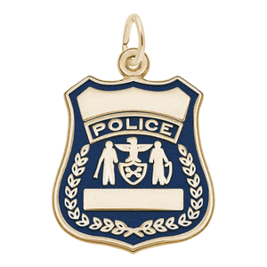 Rembrandt Police Badge- Blue Charm - Gold Plated - 10-3039-1-GP