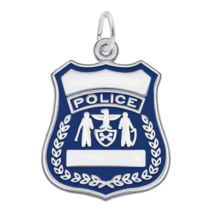 Rembrandt Police Badge- Blue Charm - Silver - 10-3039-1-SS