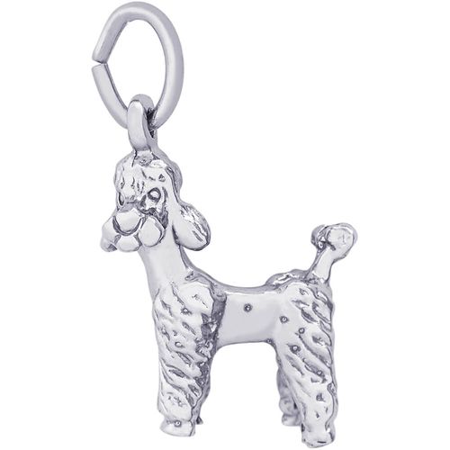 Poodle Dog Charm White Gold - 10-0289