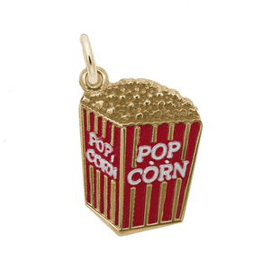 Rembrandt Popcorn - Painted Charm - Gold Plated - 10-2490-1-GP