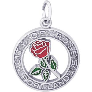 Portland City Of Roses Charm-White Gold - 10-8308