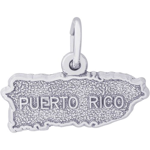 Puerto Rico Map Charm White Gold - 10-3643