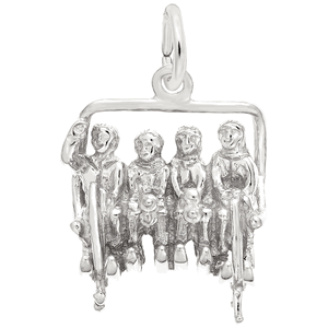 Quad Chair Skiing Charm Silver - 10-3347