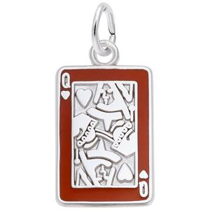 Queen of Hearts Charm-White Gold - 10-8127