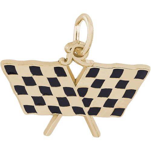 Racing Flag Charm-Gold Plated - 10-8278