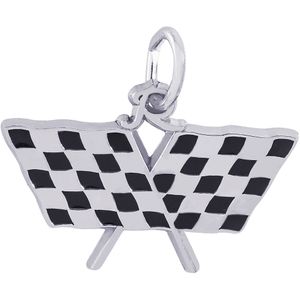Racing Flag Charm-Silver - 10-8278