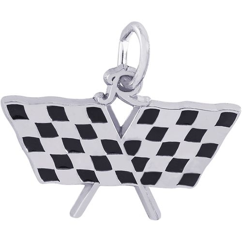 Racing Flag Charm-White Gold - 10-8278