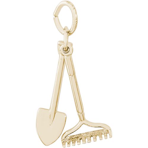 Rake And Shovel Charm Gold Plated - 10-2019