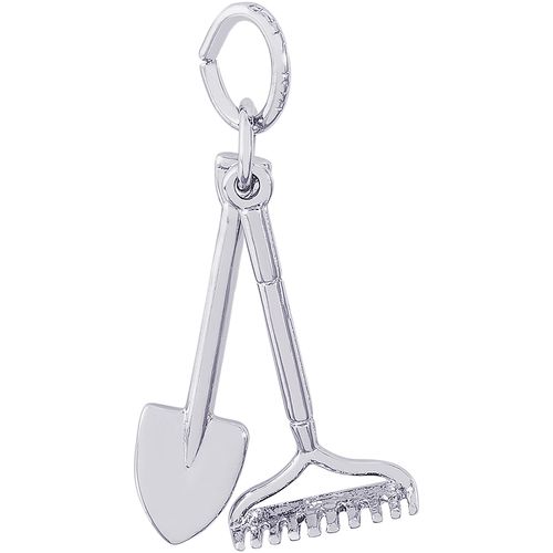 Rake And Shovel Charm White Gold - 10-2019