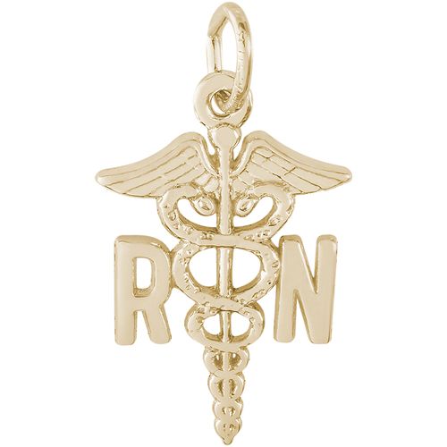 Registered Nurse Caduceus Charm 14K Gold - 10-0544