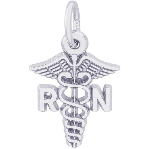 Registered Nurse Caduceus Charm Silver - 10-0543