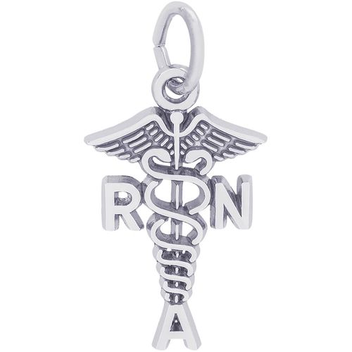 Registered Nursing Anesthetist Caduceus Charm White Gold - 10-2279