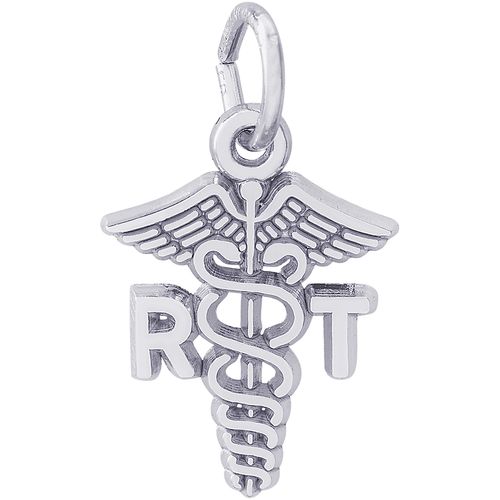 Registered Tech Caduceus Charm White Gold - 10-2278