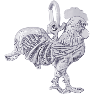 Rooster Bird Charm White Gold - 10-1604