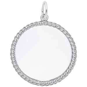 Rope Edge Disc Charm White Gold - 10-8180