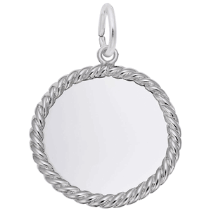 Rope Edge Disc Charm White Gold - 10-8178