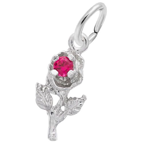 Rose with Stone Charm Silver - 10-5797