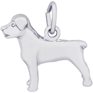Rottweiler Dog Charm White Gold - 10-7780