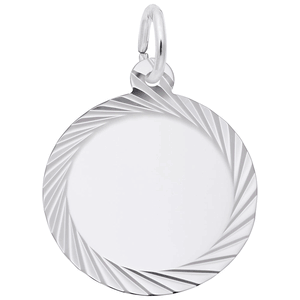 Round Disc Charm White Gold - 10-7908