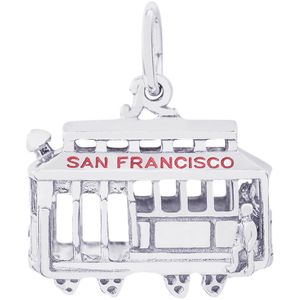 San Francisco Cable Car Charm White Gold - 10-8254