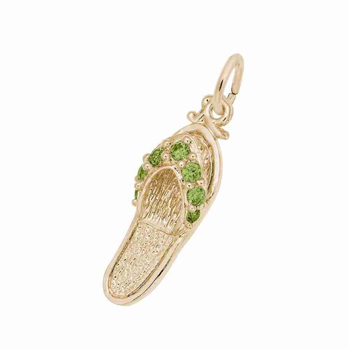 Rembrandt Sandal - Peridot Green Charm - Gold Plated - 10-2730-8-GP